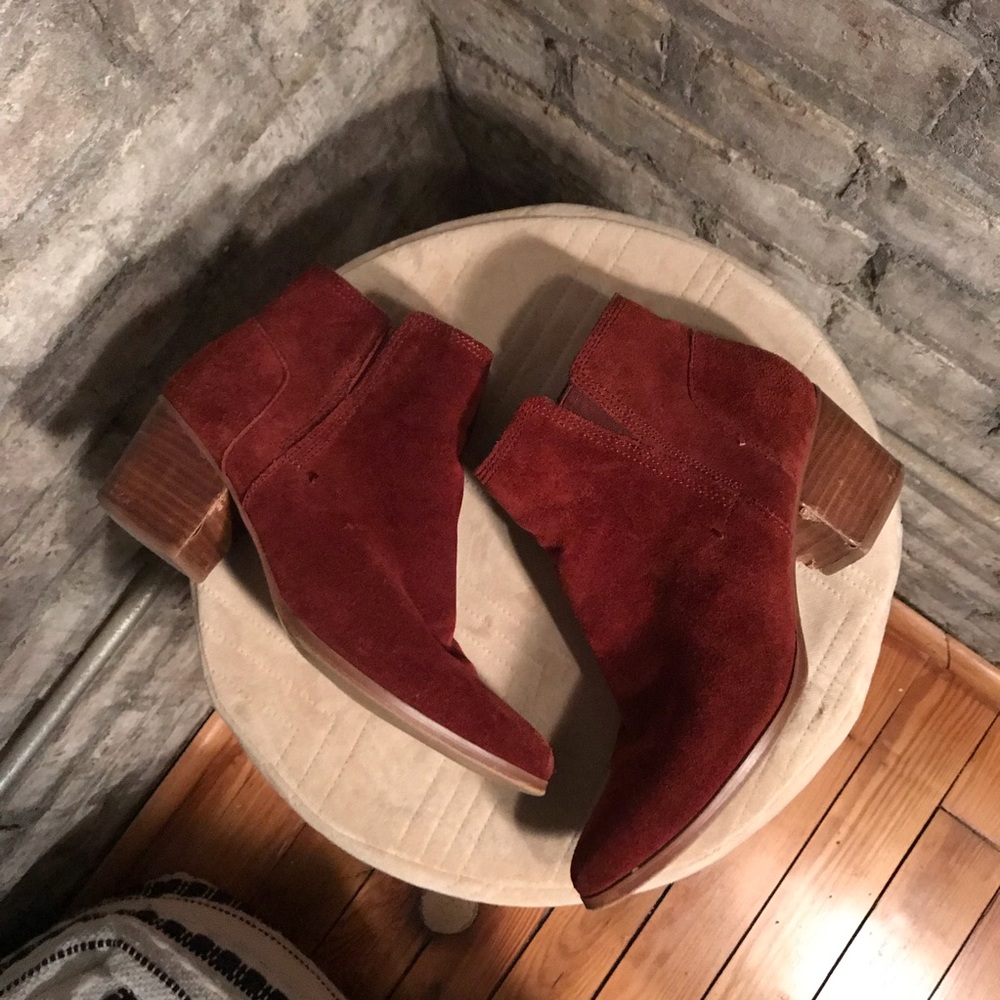 Also Burnt Red Suede Booties